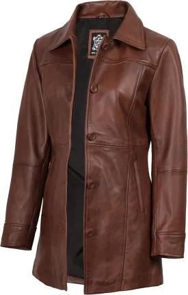 fjackets Real Leather Jacket Women - Lambskin Long Coats For Women - Stylish Soft Women's Trench Coats