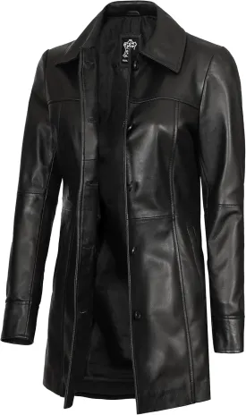 fjackets Real Leather Jacket Women - Lambskin Long Coats For Women - Stylish Soft Women's Trench Coats