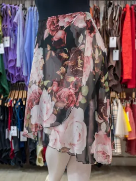 Floral Black Wrap Long Dance Skirt MP310