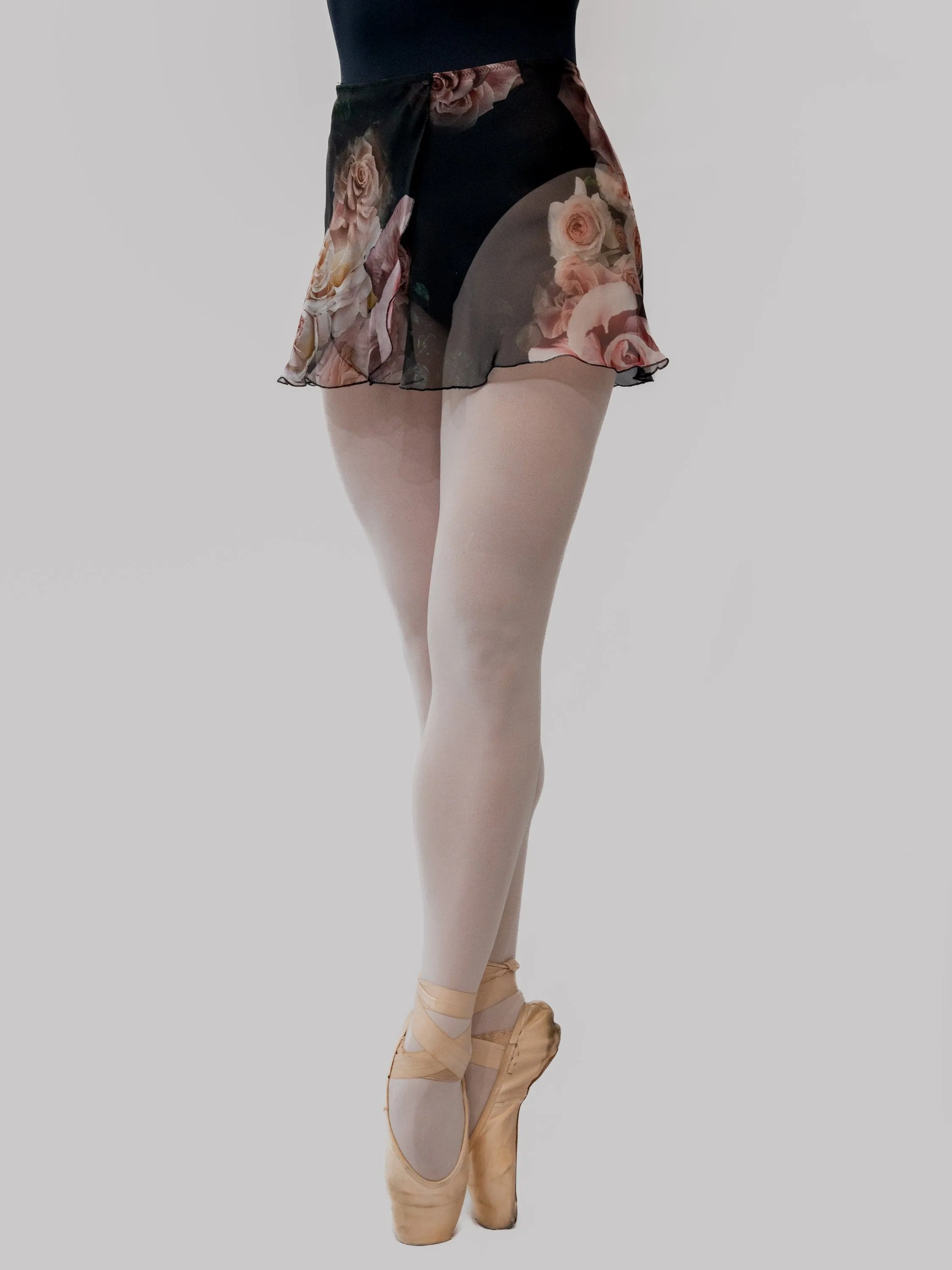 Floral Black Wrap Short Dance Skirt MP302