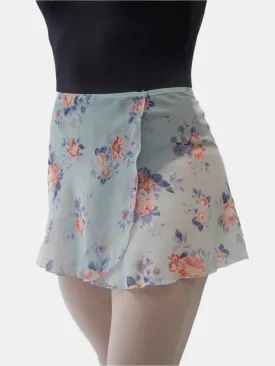 Floral Sky Blue Wrap Short Dance Skirt MP302