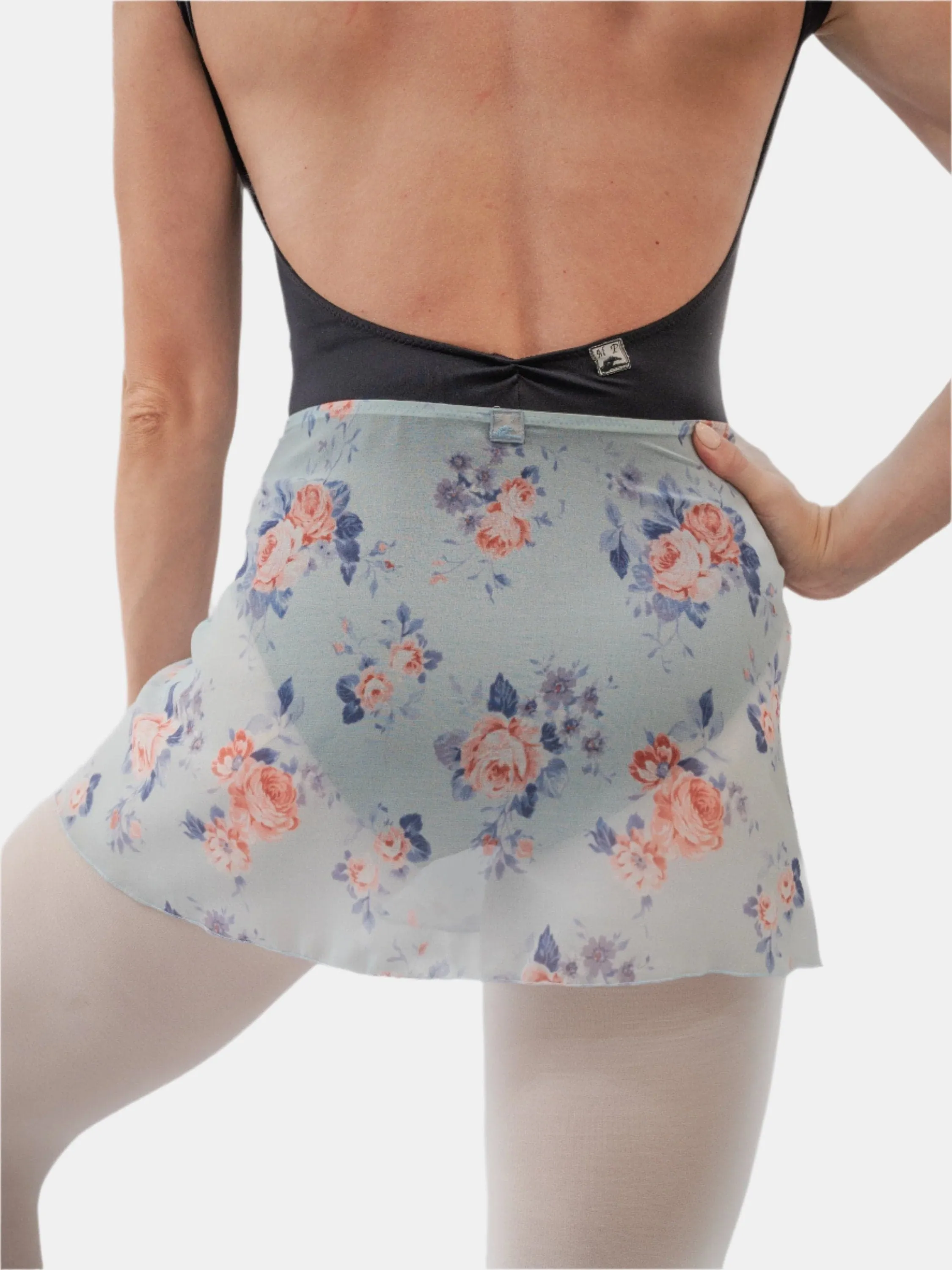 Floral Sky Blue Wrap Short Dance Skirt MP302