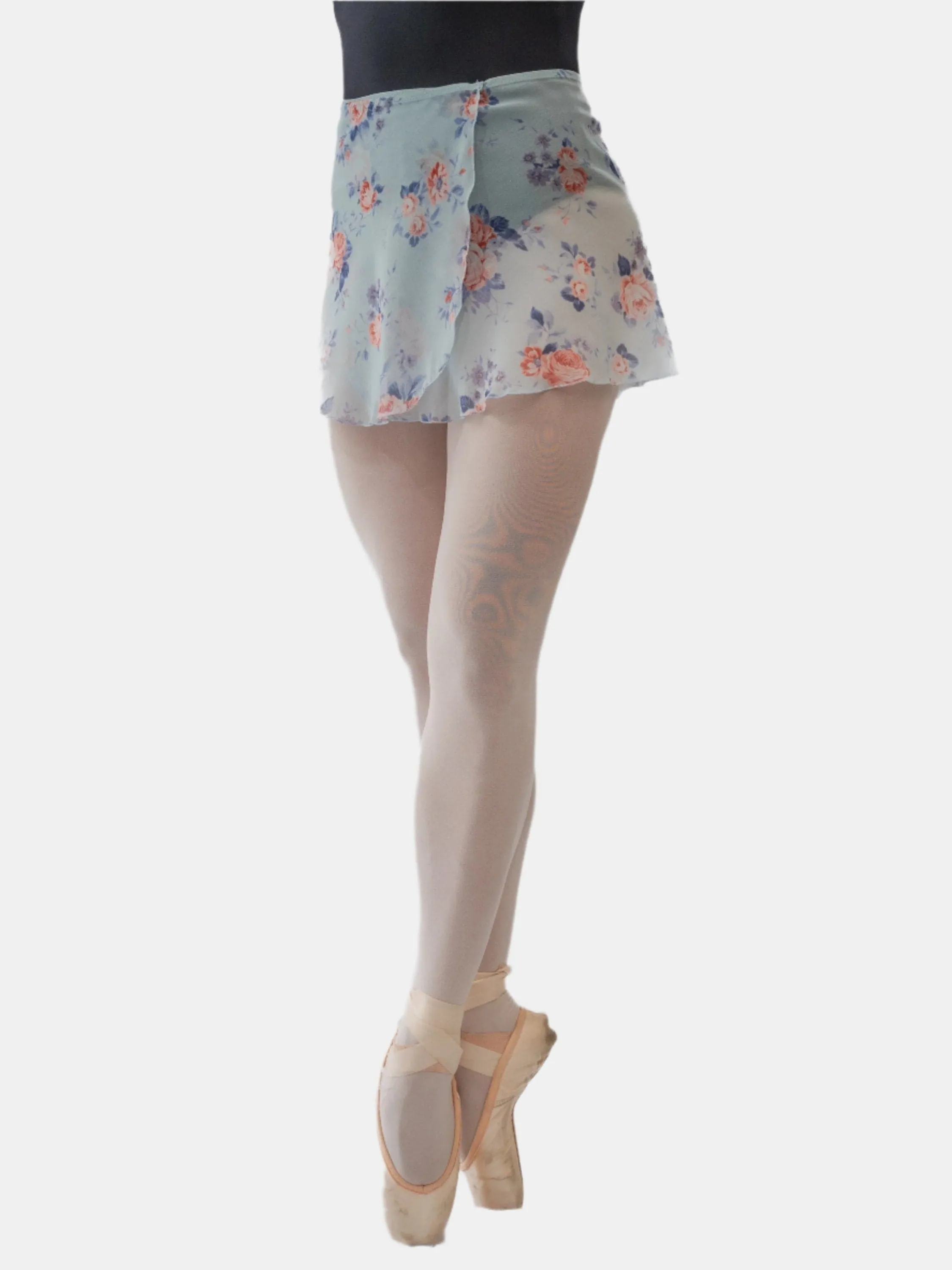 Floral Sky Blue Wrap Short Dance Skirt MP302
