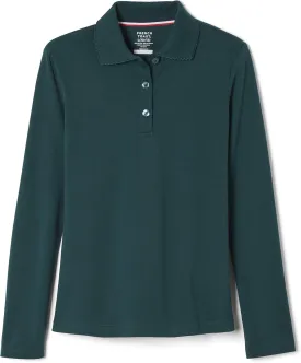 French Toast Girls' Uniform Long Sleeve Polo with Picot Collar (Standard & Plus)