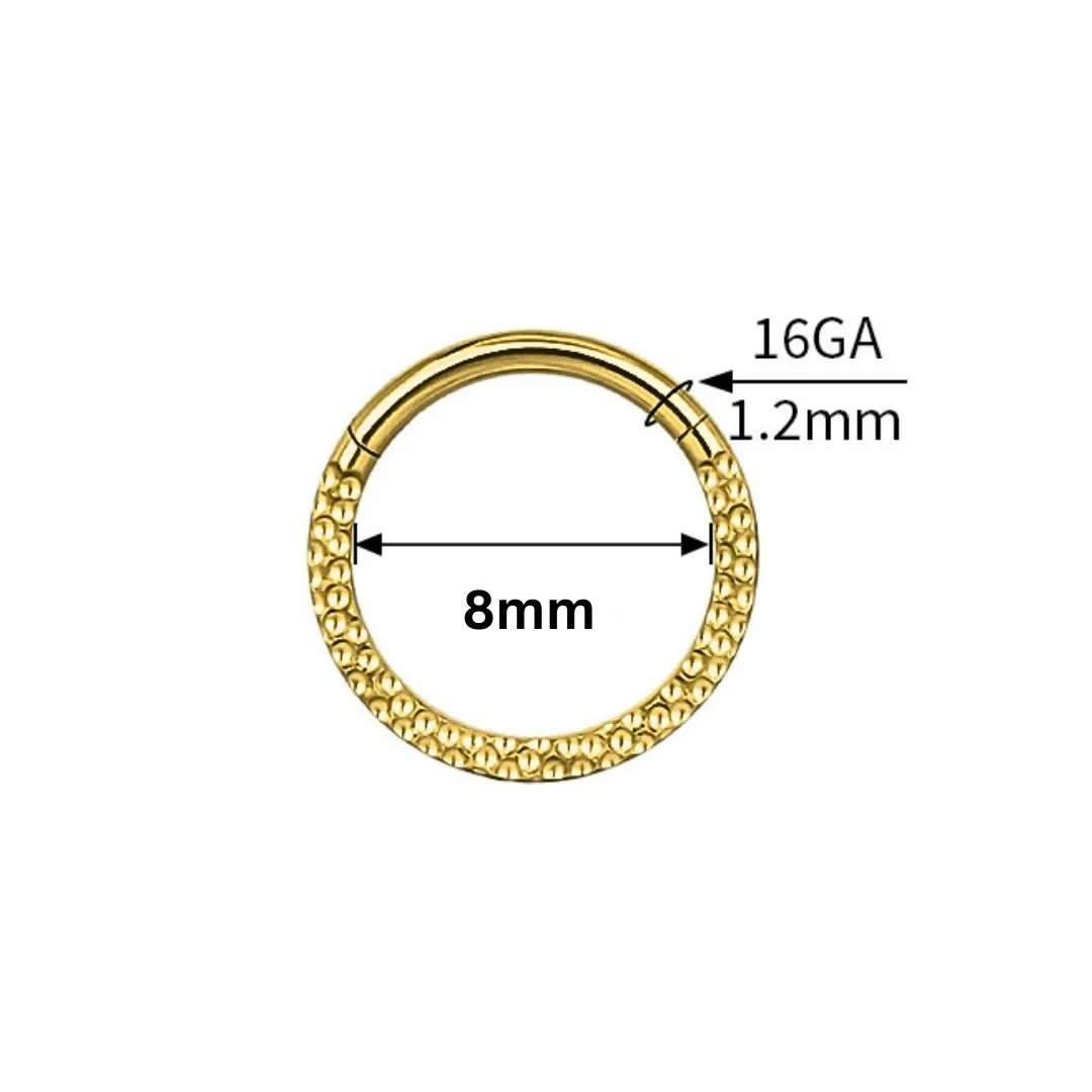 G23 Gold PVD Titanium Hammered Front Hinged Segment Clicker