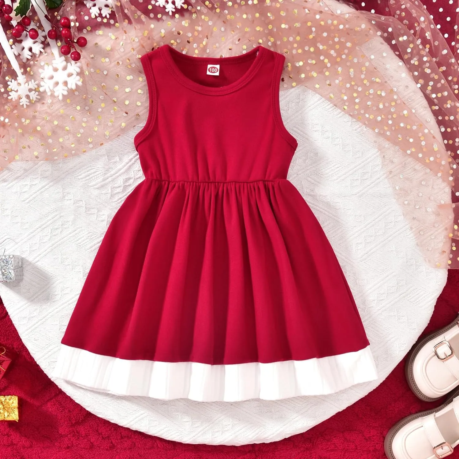 HINTINA Toddler Little Girls Dress And Cardigan Sets 2 Piece Floral Print Sleeveless Dress and Long Sleeve Cardigan Set