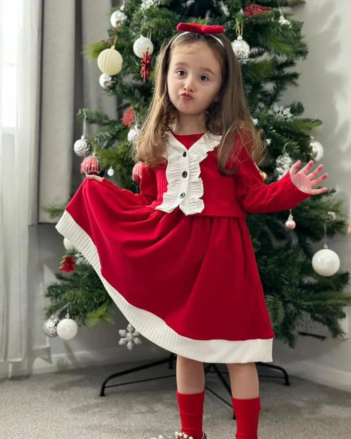 HINTINA Toddler Little Girls Dress And Cardigan Sets 2 Piece Floral Print Sleeveless Dress and Long Sleeve Cardigan Set