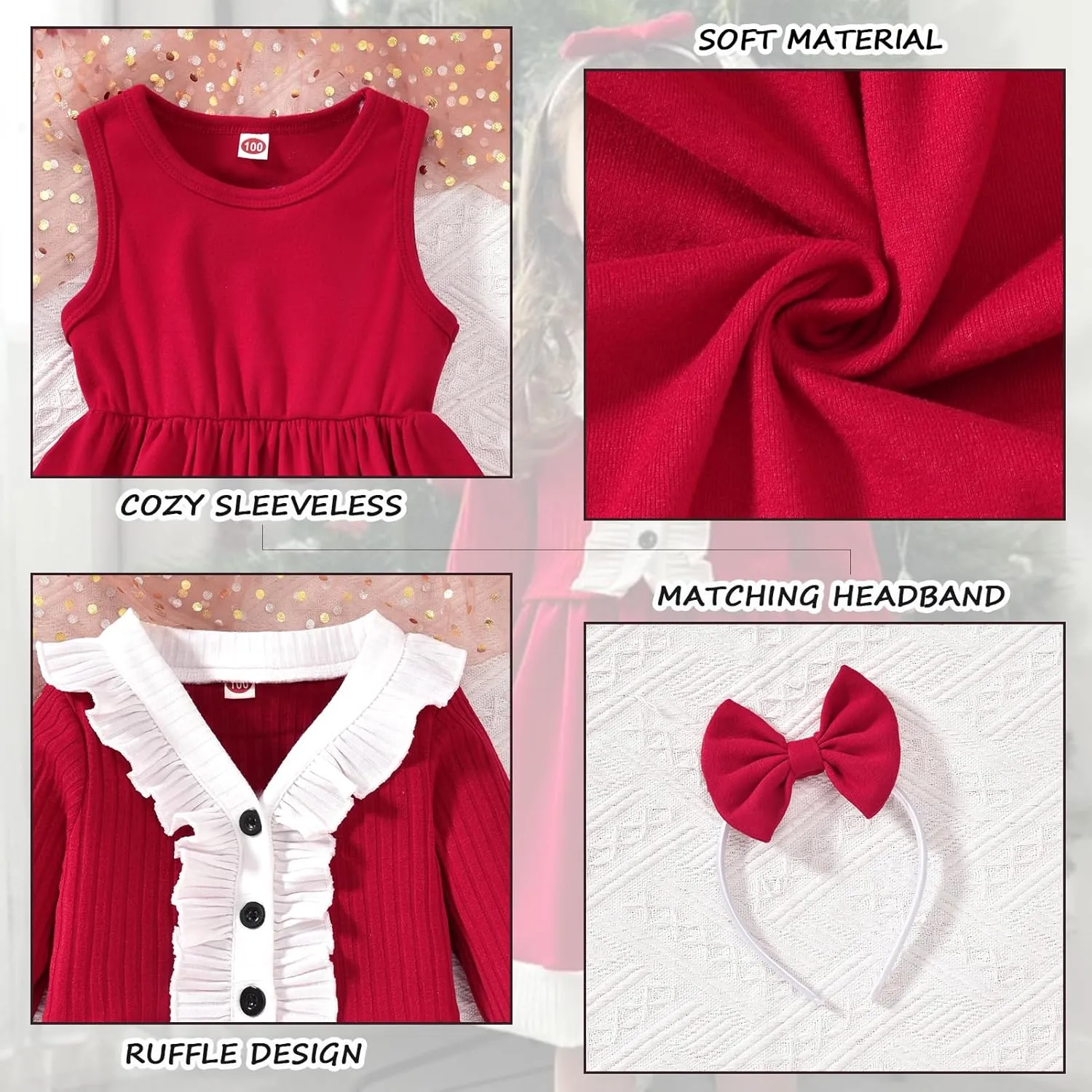 HINTINA Toddler Little Girls Dress And Cardigan Sets 2 Piece Floral Print Sleeveless Dress and Long Sleeve Cardigan Set