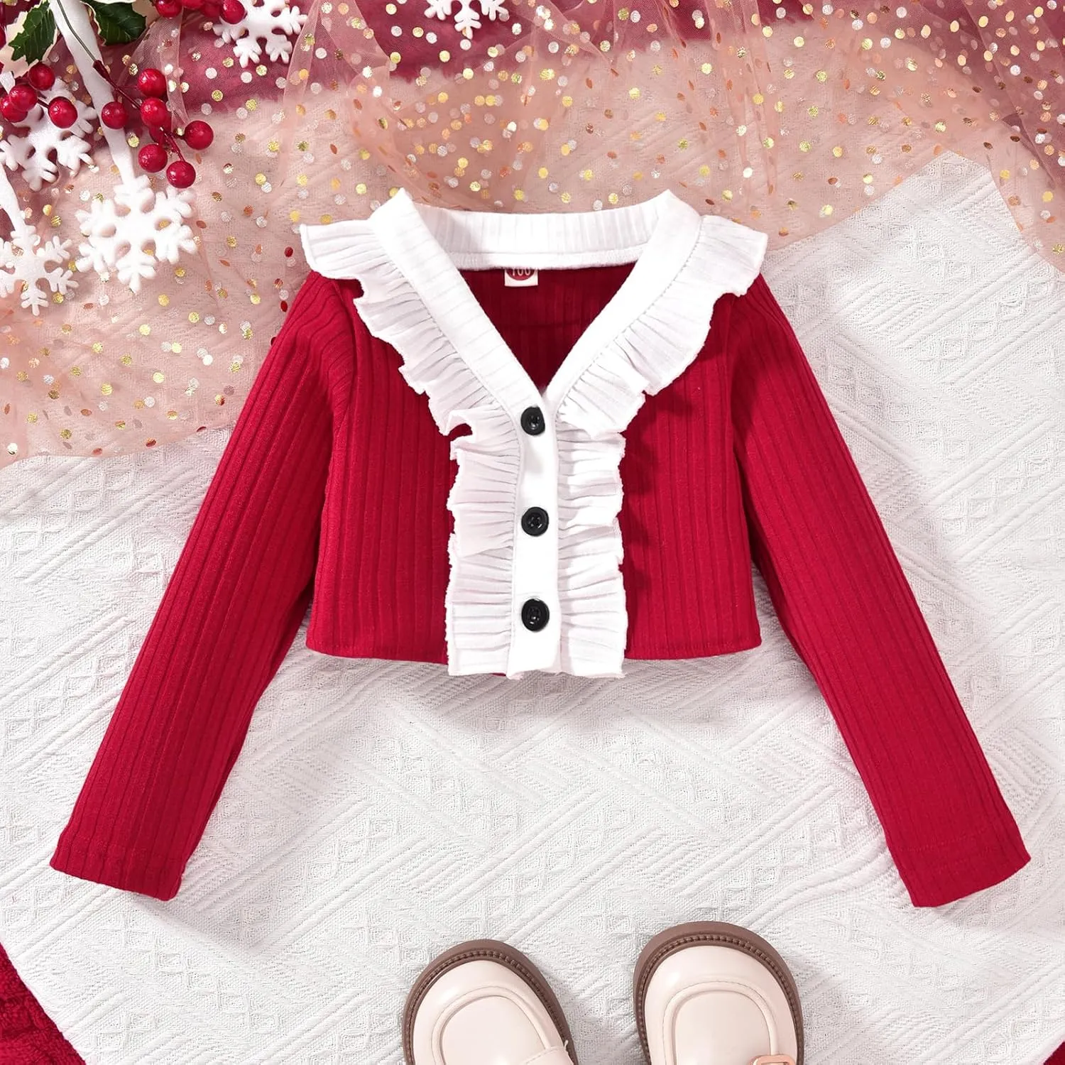 HINTINA Toddler Little Girls Dress And Cardigan Sets 2 Piece Floral Print Sleeveless Dress and Long Sleeve Cardigan Set