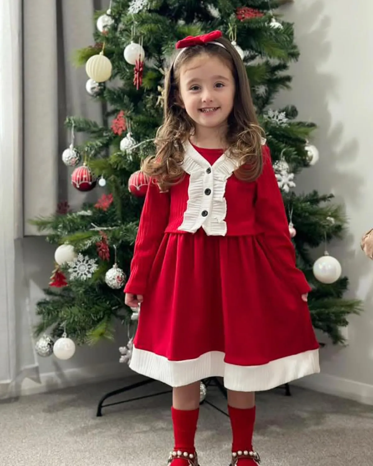 HINTINA Toddler Little Girls Dress And Cardigan Sets 2 Piece Floral Print Sleeveless Dress and Long Sleeve Cardigan Set