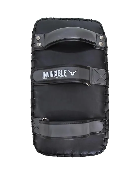 Invincible Rebound Synthetic Leather Curved Boxing Punching Kicking Pad, Arm Shield for Training of Karate, Martial Art, UFC, MMA (BLACK/GREY)