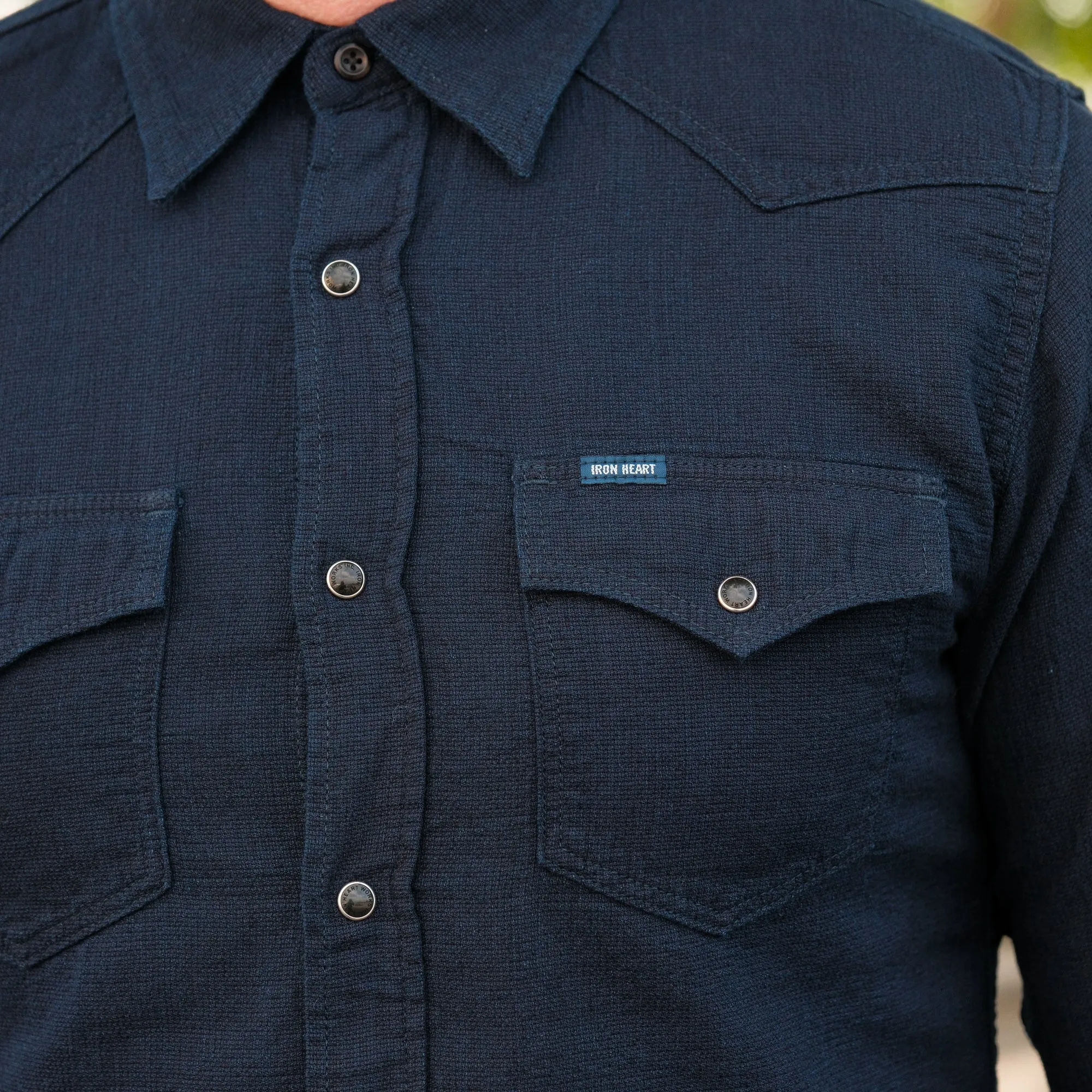Iron Heart IHSH-357-IND 5oz Dobby Cloth Western Shirt Indigo FINAL SALE