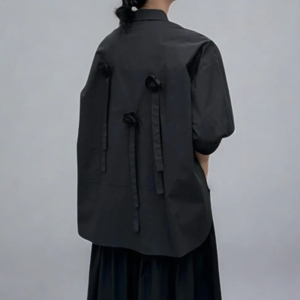 Japanese Style Shirt With 3D Flowers