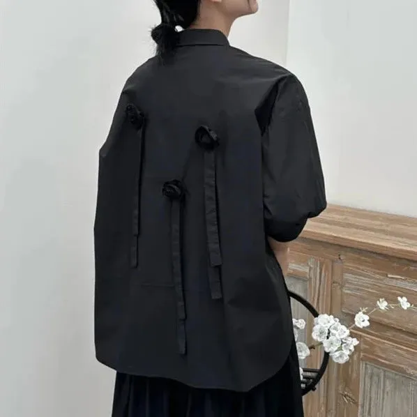 Japanese Style Shirt With 3D Flowers