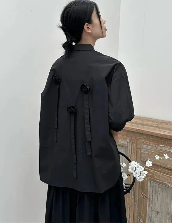 Japanese Style Shirt With 3D Flowers
