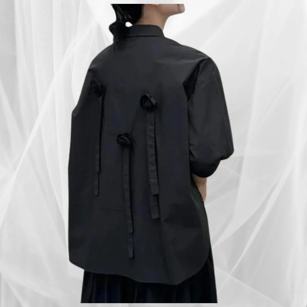 Japanese Style Shirt With 3D Flowers