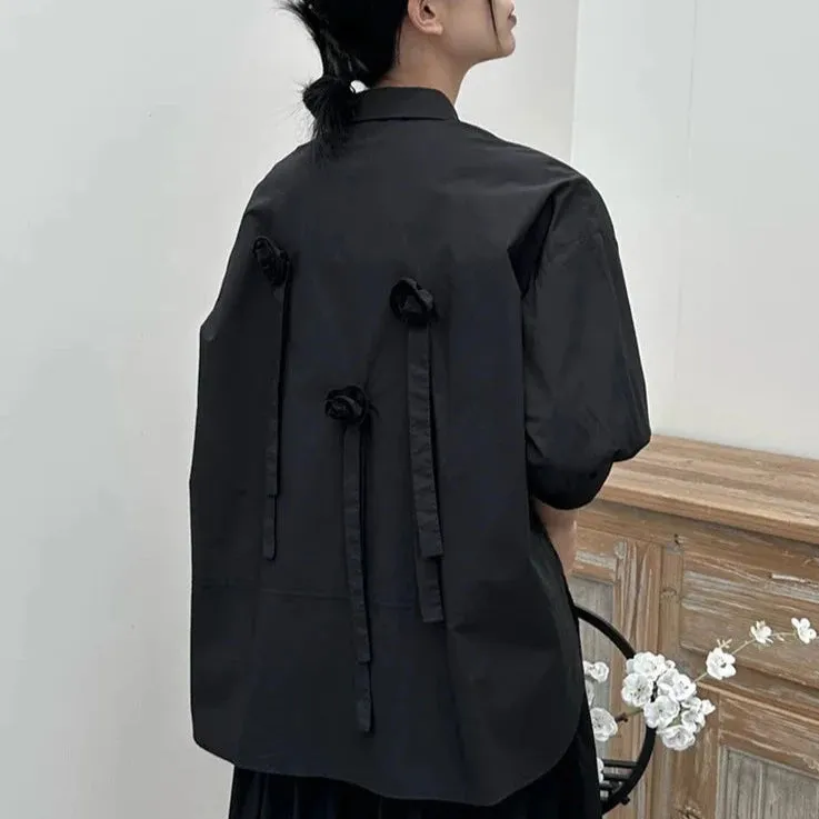 Japanese Style Shirt With 3D Flowers