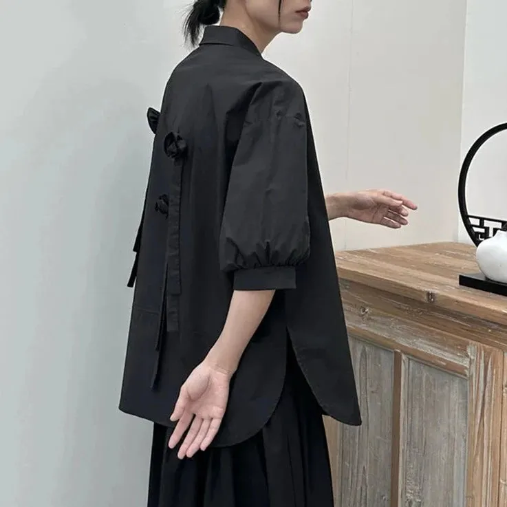 Japanese Style Shirt With 3D Flowers