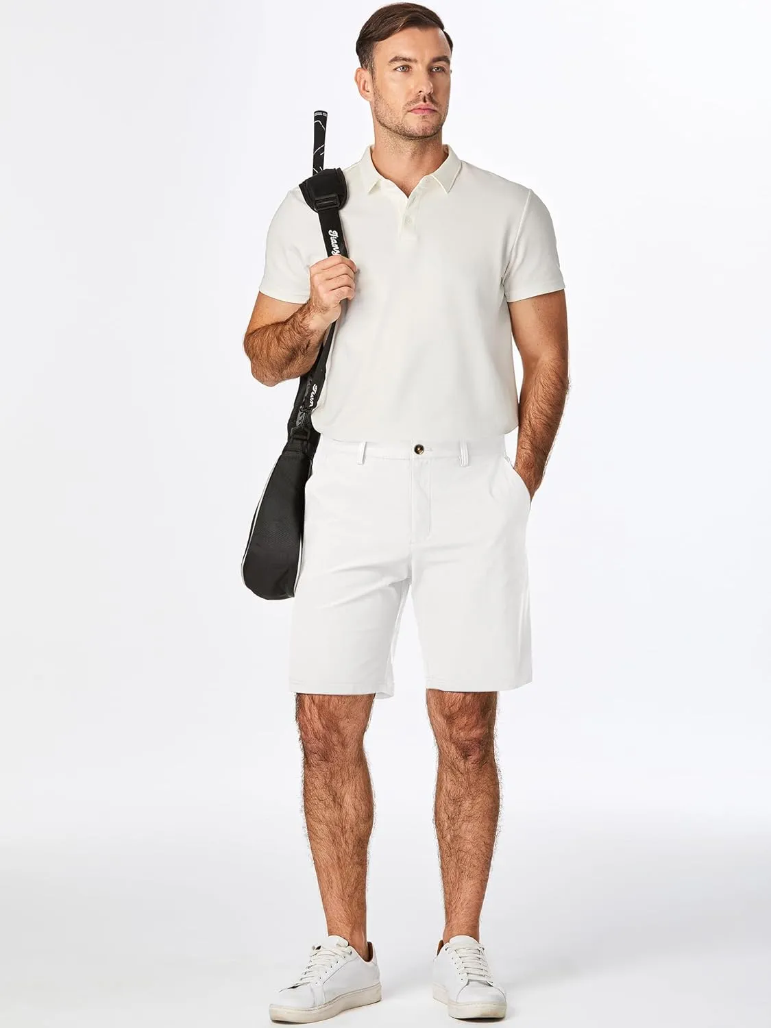 JMIERR Men's Chino Shorts Casual Summer 9" Inch Stretch Moisture-Wicking Golf Dress Short with Zipper Pocket