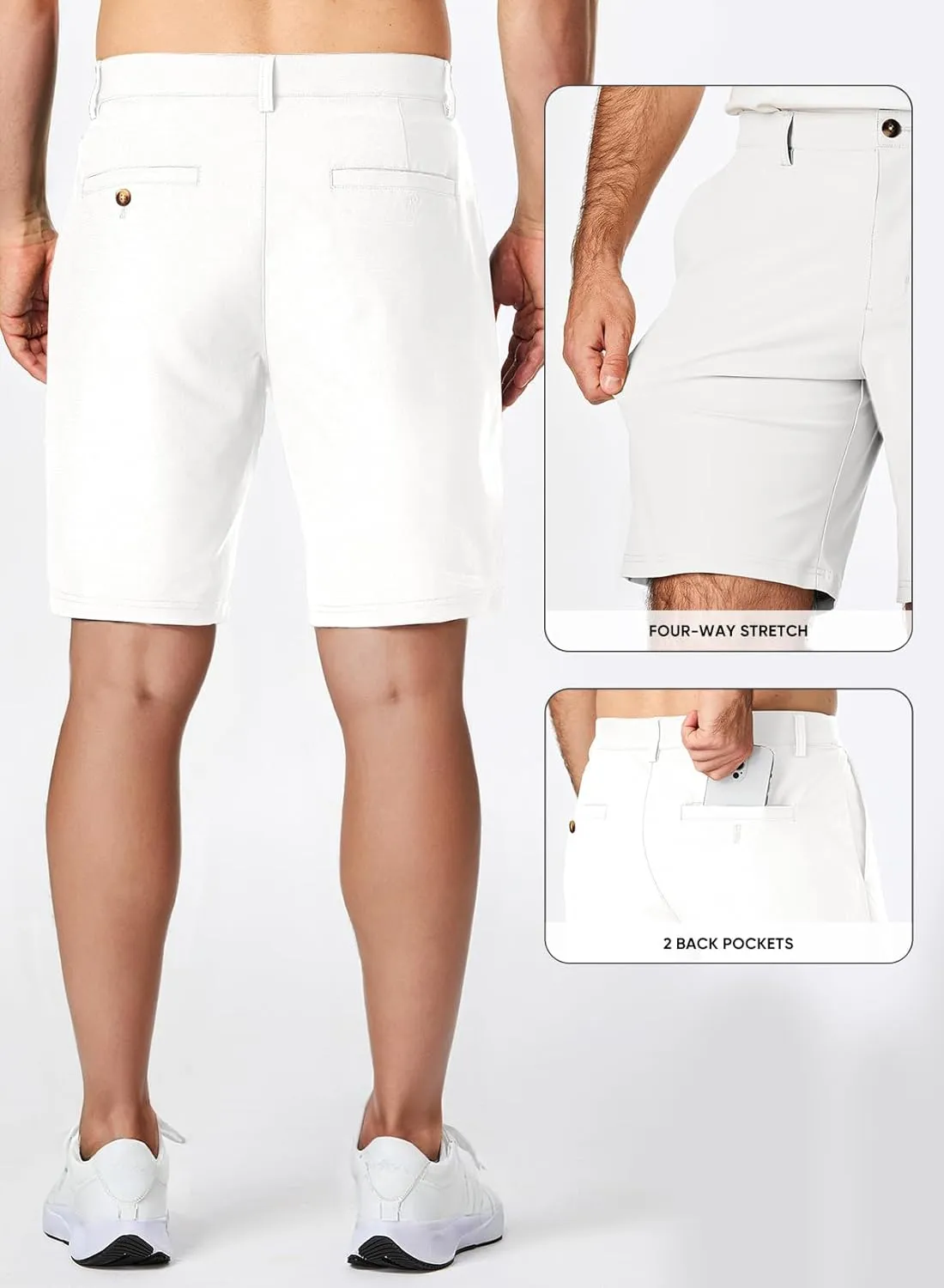 JMIERR Men's Chino Shorts Casual Summer 9" Inch Stretch Moisture-Wicking Golf Dress Short with Zipper Pocket