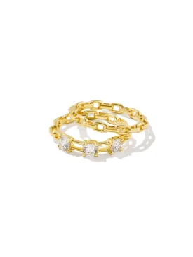 Kendra Scott Lexi Ring Set Gold White Crystal - 7