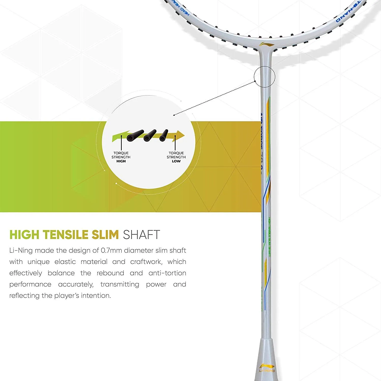 Li-Ning Air Force 78 G2 Carbon Fibre Badminton Racket with Free Full Cover White/Gold
