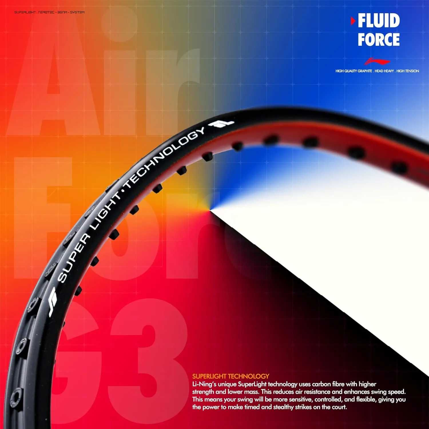 Li-Ning Air-Force 78 G3 Carbon Fibre Strung Badminton Racquet