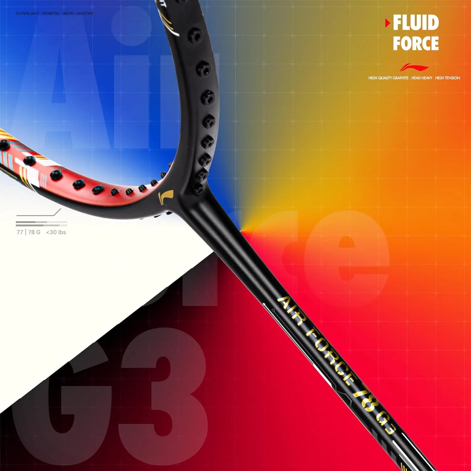 Li-Ning Air-Force 78 G3 Carbon Fibre Strung Badminton Racquet