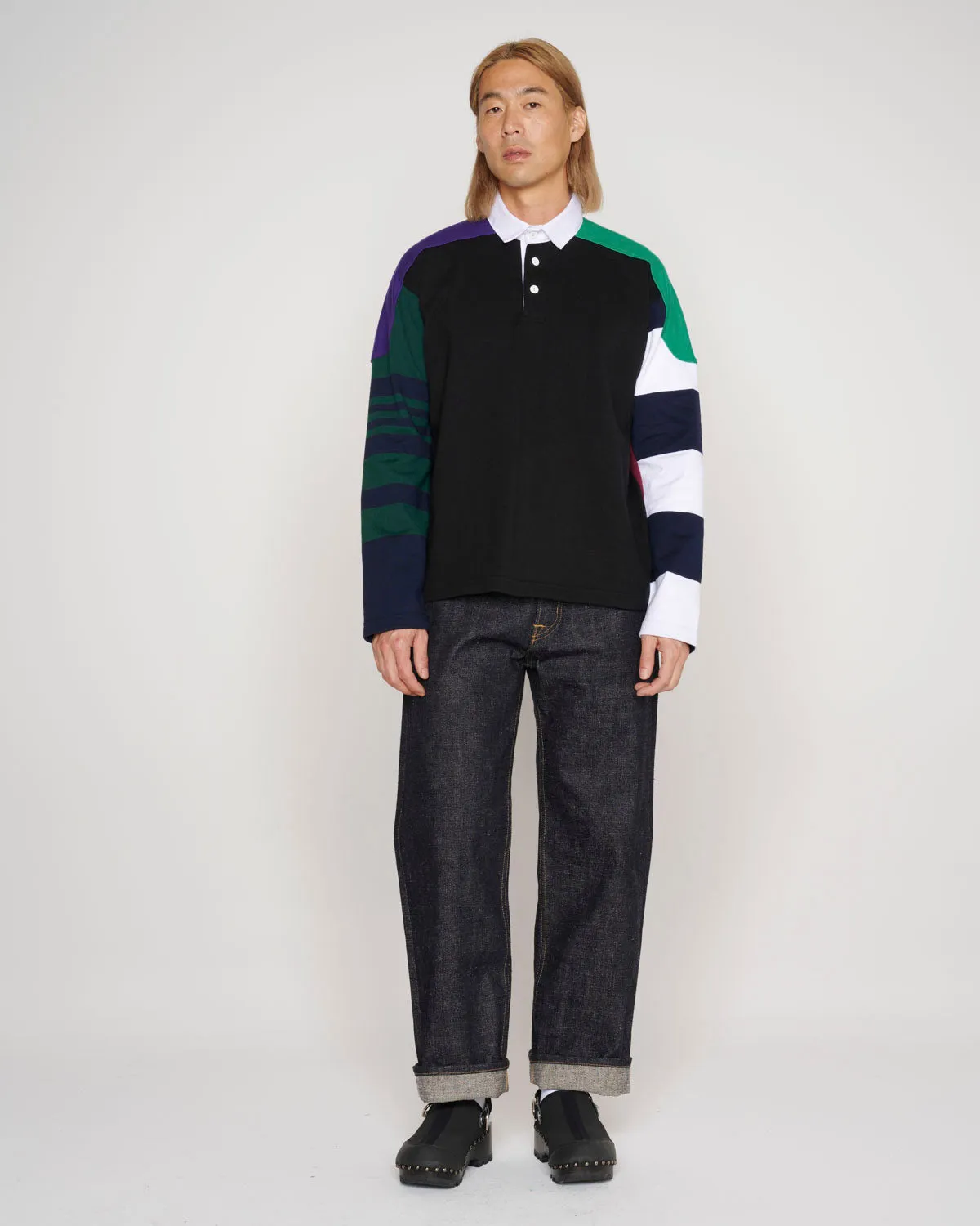 Long Sleeve Rugby Shirt - Black Multi