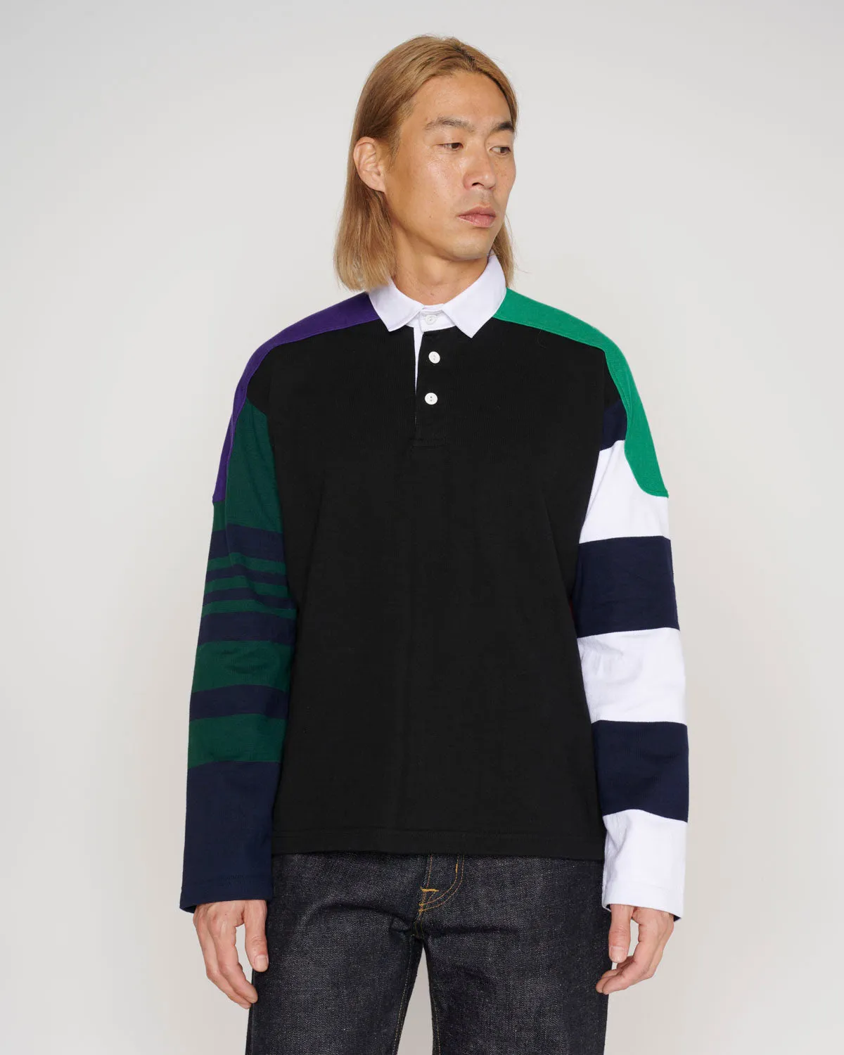 Long Sleeve Rugby Shirt - Black Multi