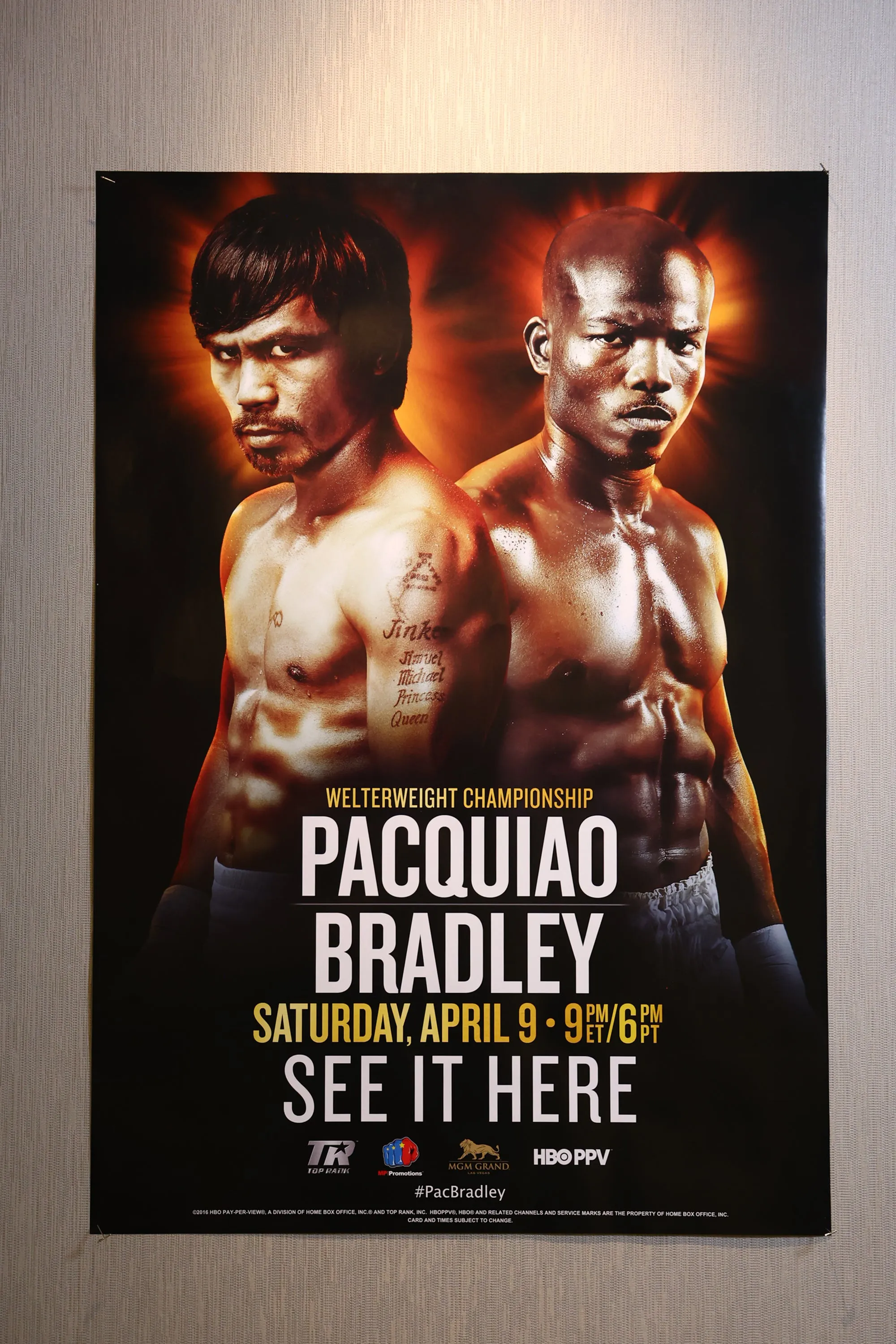 Manny Pacquiao vs. Timothy Bradley III Official Event Poster (27x40)