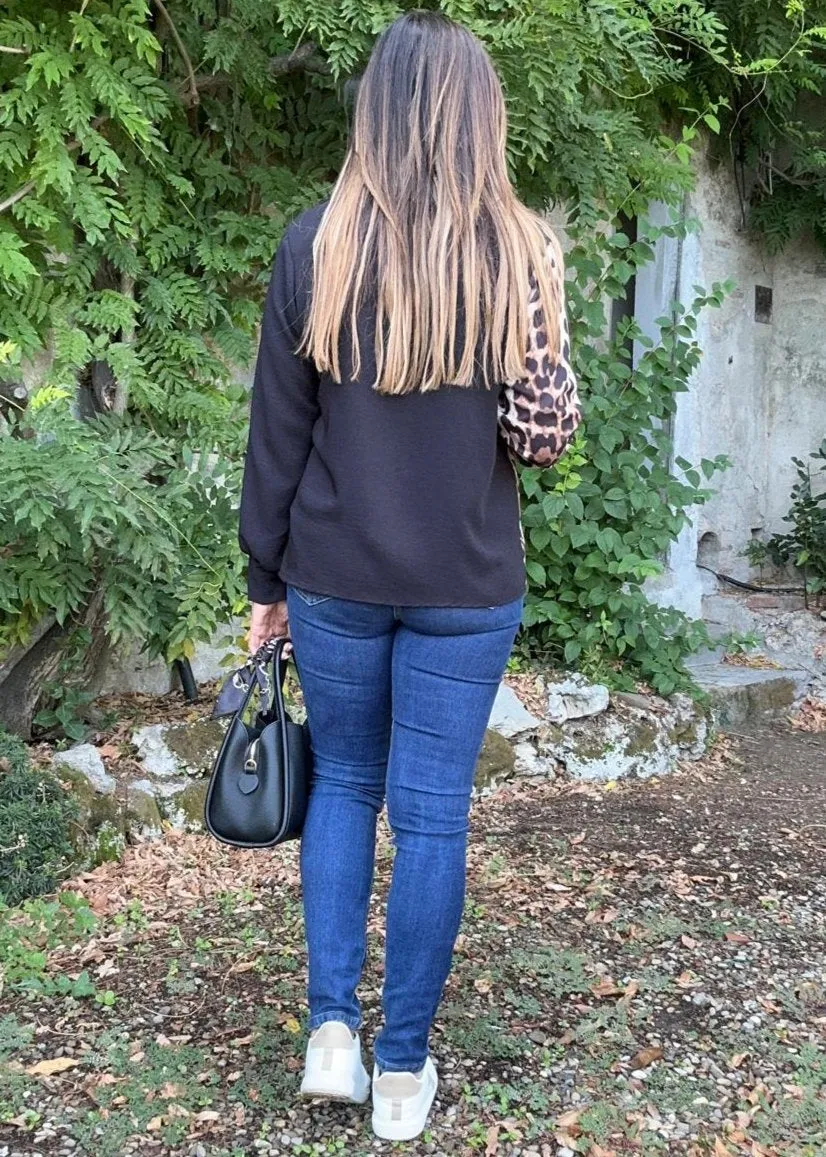 Mary-Claire Black And Leopard Blouse