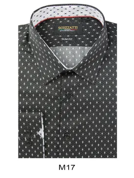 Men's Black with Spotty Slim Fit Shirt