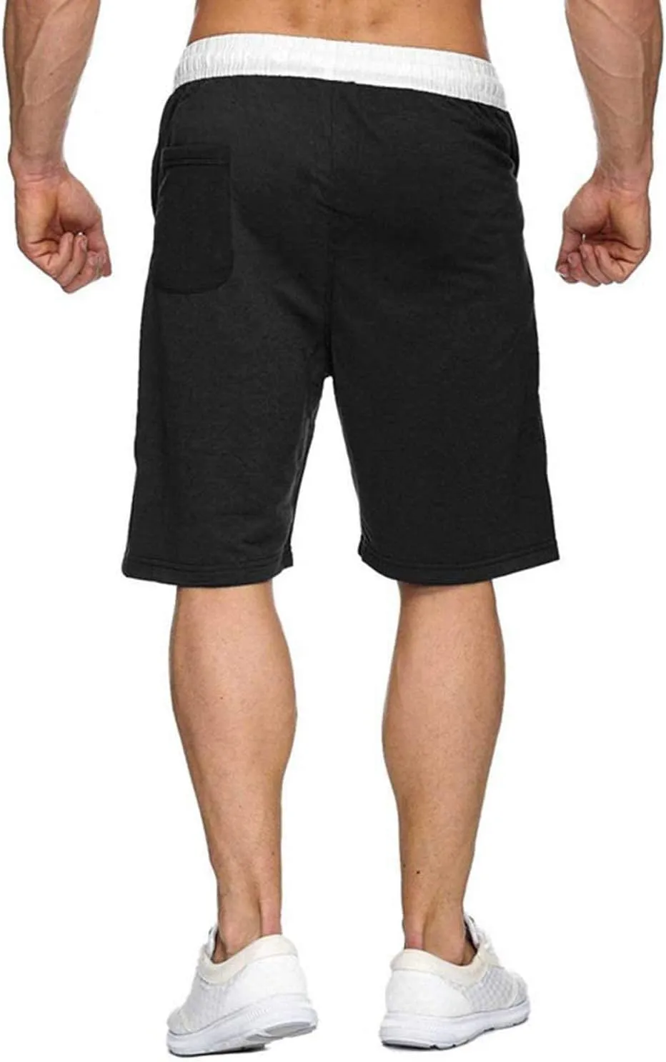 Mens Elastic Waist Drawstring Summer Workout Shorts with Zipper Pockets