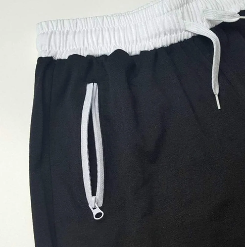 Mens Elastic Waist Drawstring Summer Workout Shorts with Zipper Pockets