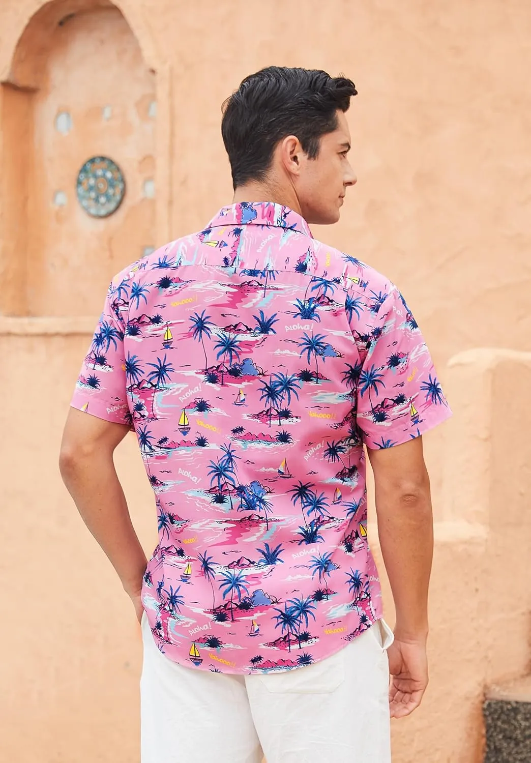Men's Hawaiian Shirts Short Sleeve Floral Tropical Aloha Shirt Casual Summer Button Down Holiday Beach Shirt with Pocket