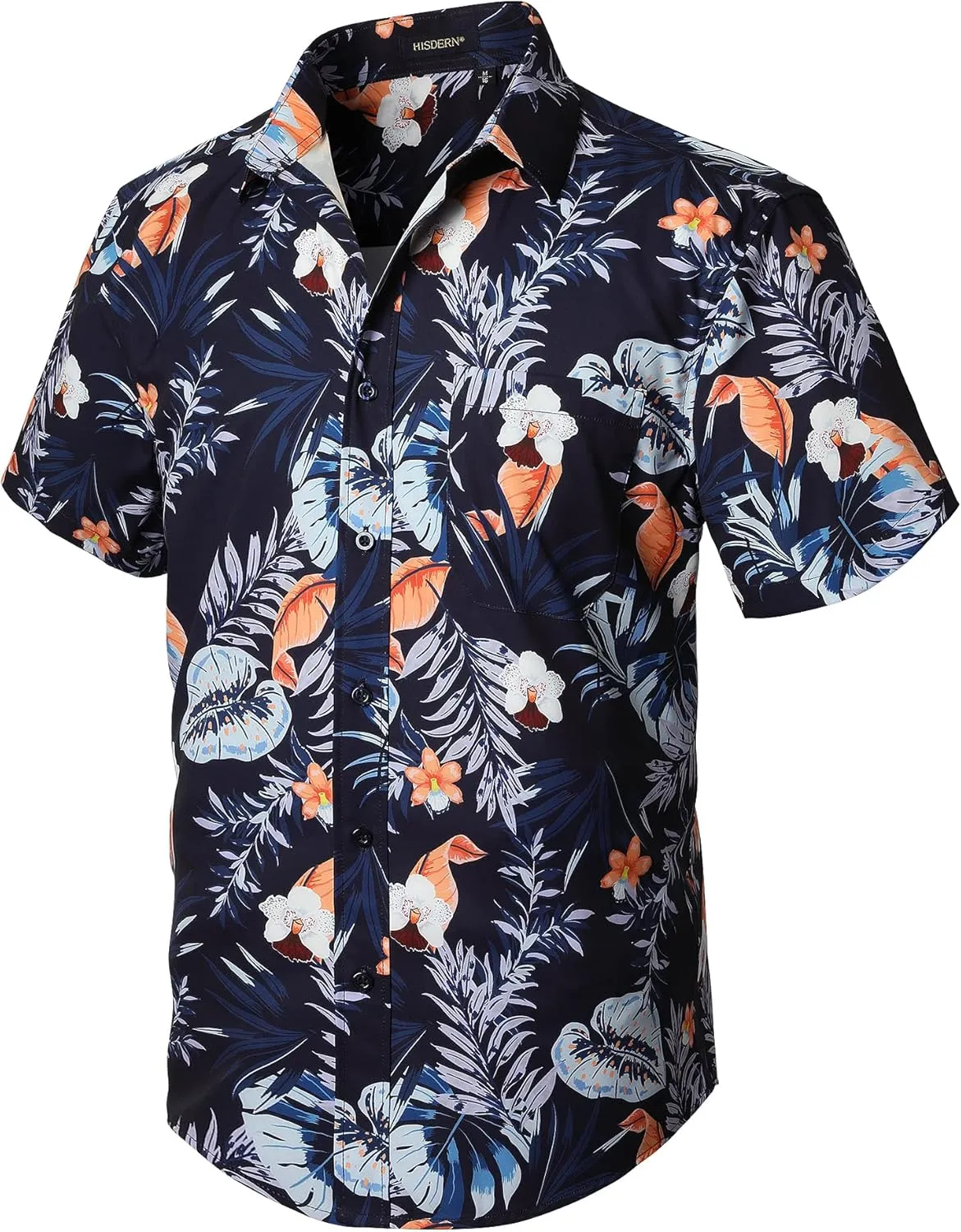 Men's Hawaiian Shirts Short Sleeve Floral Tropical Aloha Shirt Casual Summer Button Down Holiday Beach Shirt with Pocket