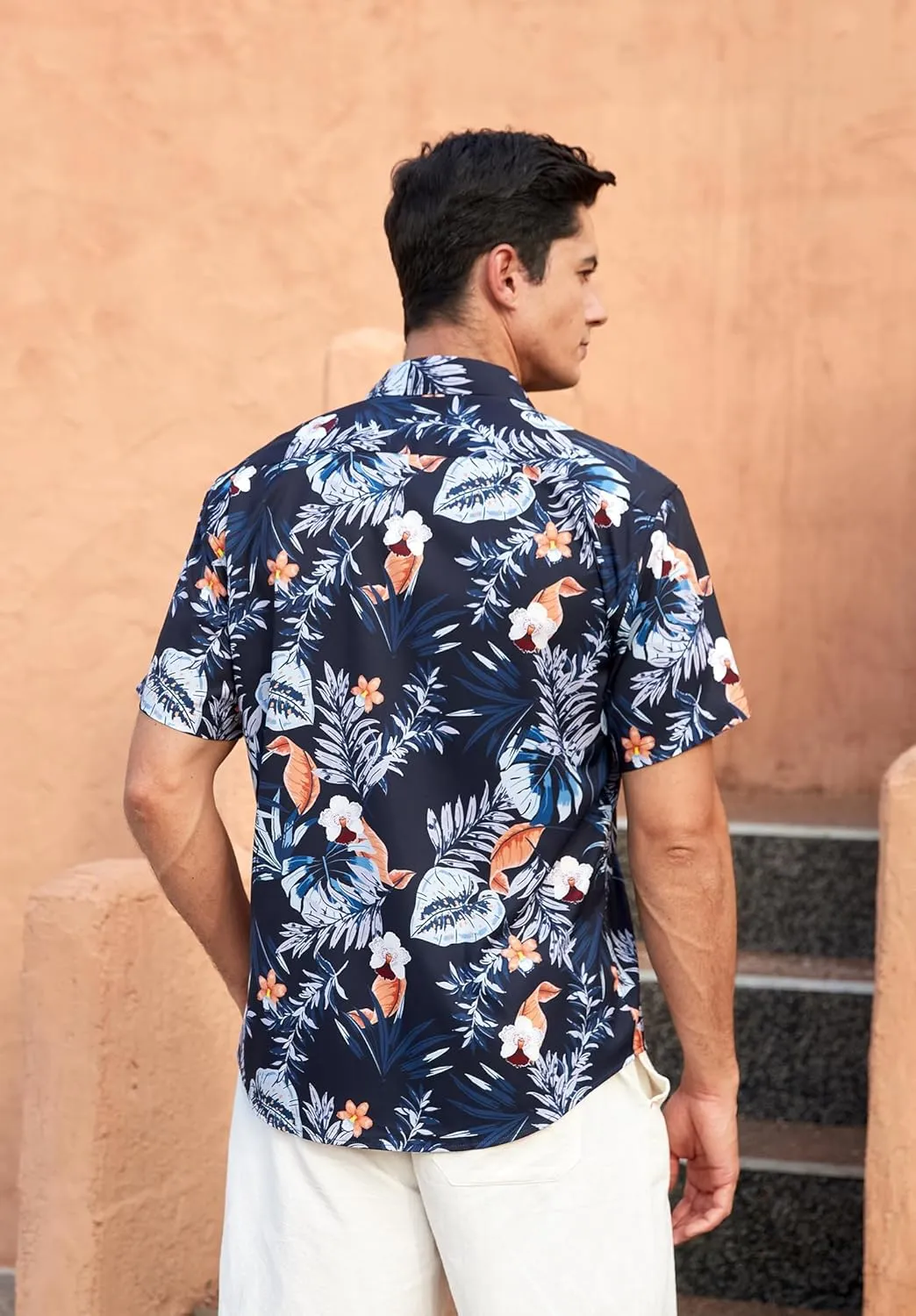 Men's Hawaiian Shirts Short Sleeve Floral Tropical Aloha Shirt Casual Summer Button Down Holiday Beach Shirt with Pocket