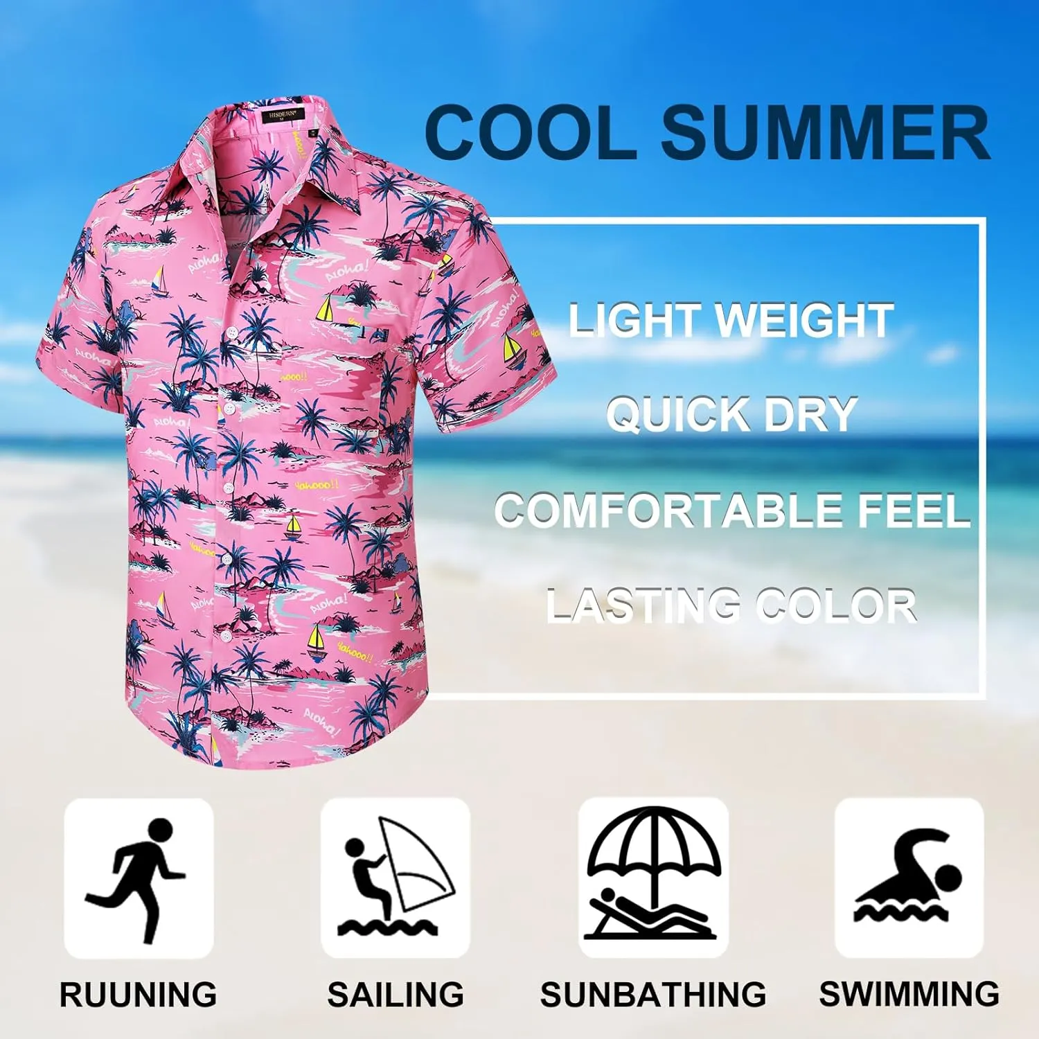 Men's Hawaiian Shirts Short Sleeve Floral Tropical Aloha Shirt Casual Summer Button Down Holiday Beach Shirt with Pocket