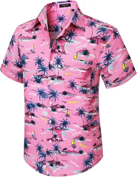 Men's Hawaiian Shirts Short Sleeve Floral Tropical Aloha Shirt Casual Summer Button Down Holiday Beach Shirt with Pocket