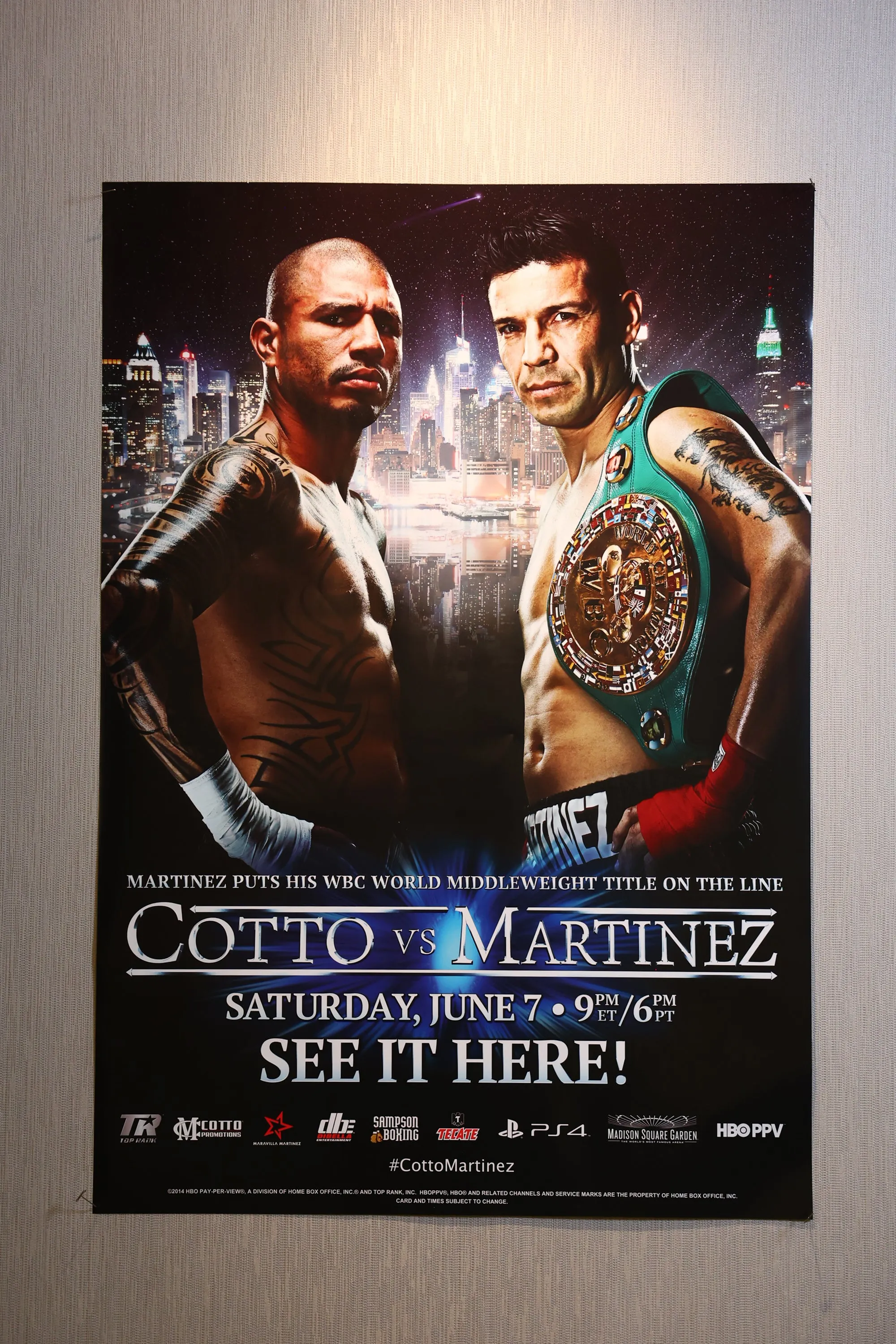 Miguel Cotto vs. Sergio Martinez Official Event Poster (27x40)