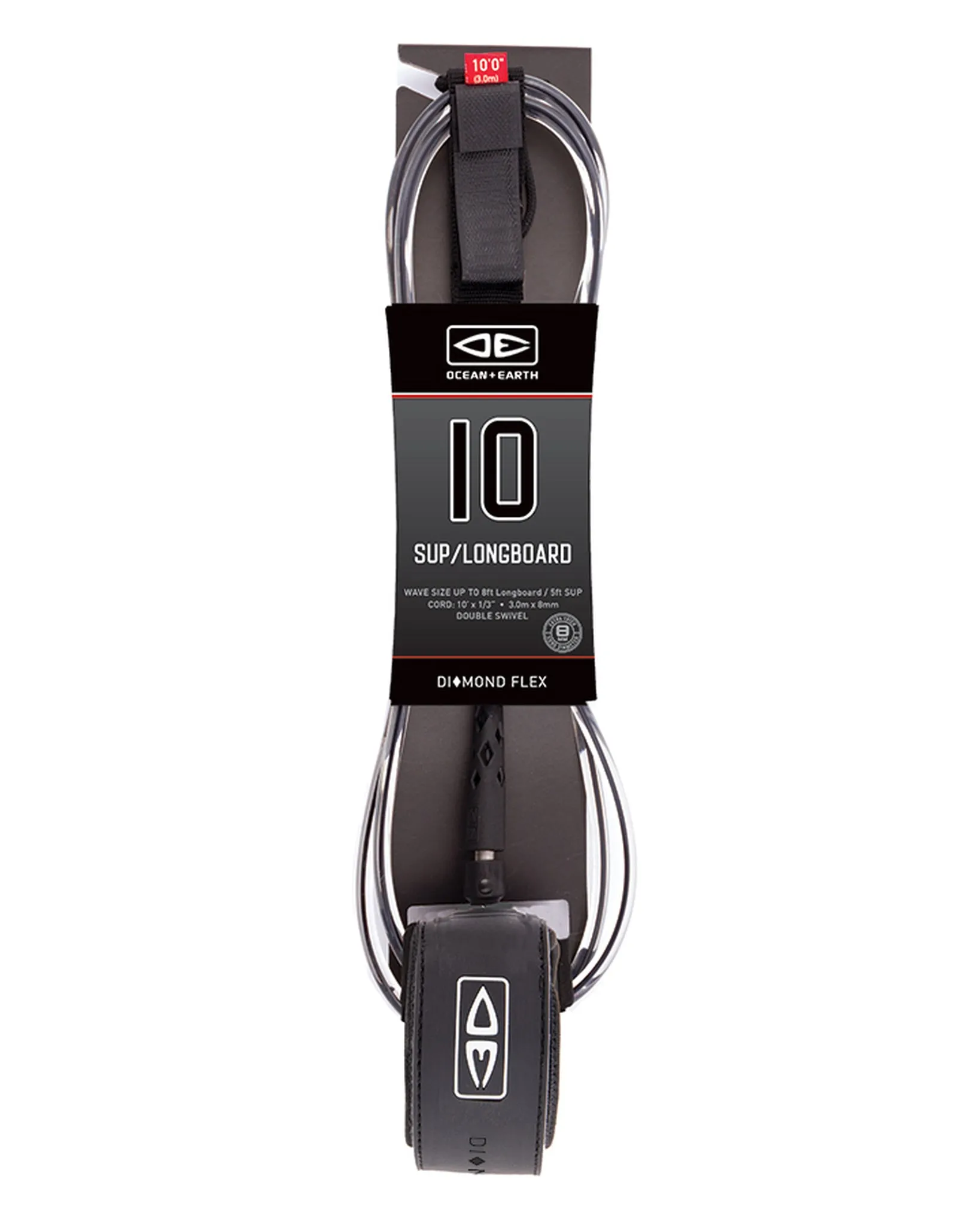 Ocean   Earth Regular Moulded SUP/ Longboard Leash - 10ft