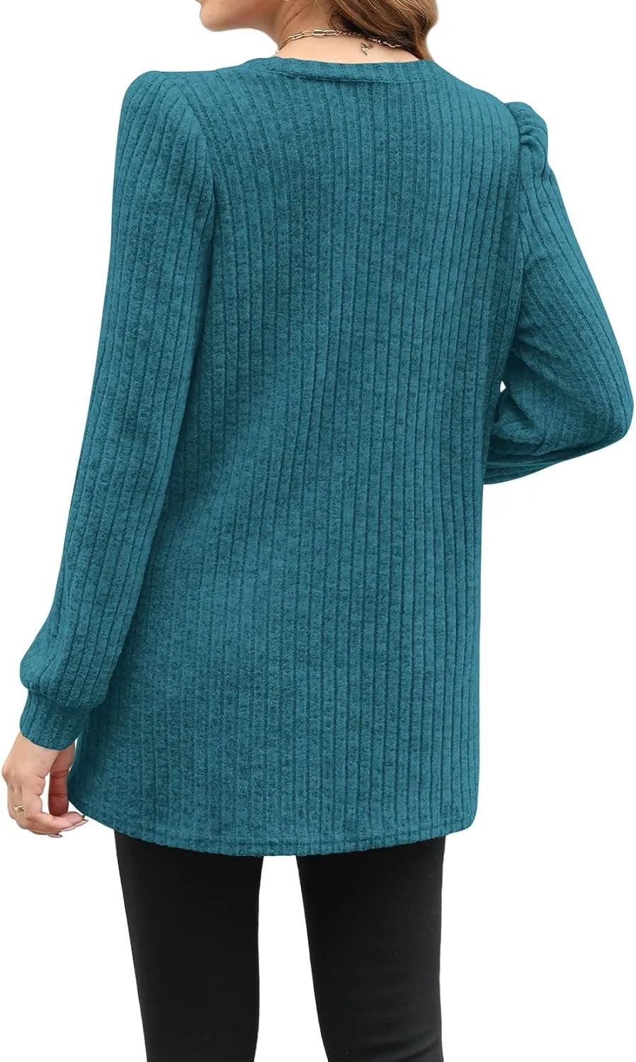OFEEFAN Long Sleeve Shirts for Women Long Sweaters with Pockets Tunic Tops Loose Fit