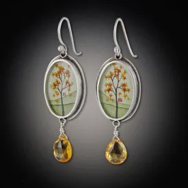 Oval Autumn Maple Earrings