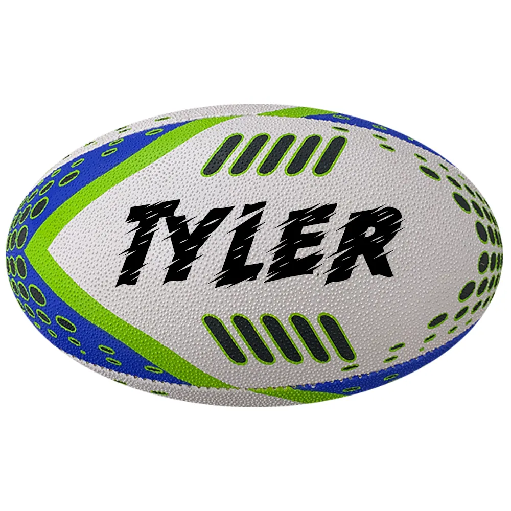 Personalised White/Blue/Green Aus Star Sports Rugby Union Ball (Size 5)