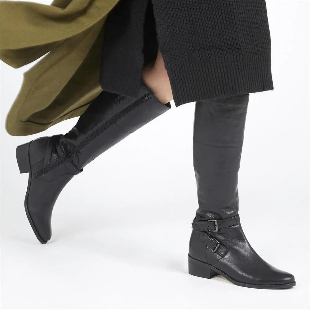 Phoebe Wide Calf Leather Knee Boots - PHOEBEW / 320 896