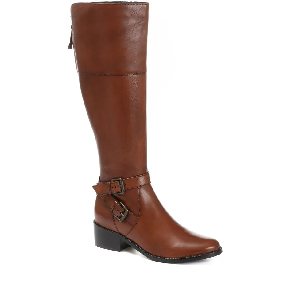 Phoebe Wide Calf Leather Knee Boots - PHOEBEW / 320 896