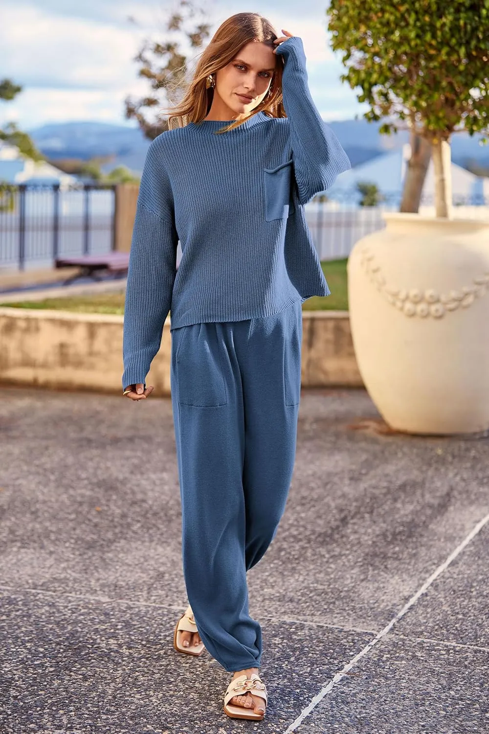 PRETTYGARDEN Women's Winter 2 Piece Sweater Set Casual Pullover Top High Waisted Sweatpants Tracksuit Lounge Outfits