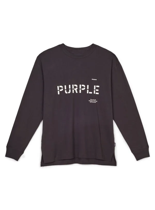 Purple-Brand Long Sleeve Shirt - Black Stencil Logo - P204