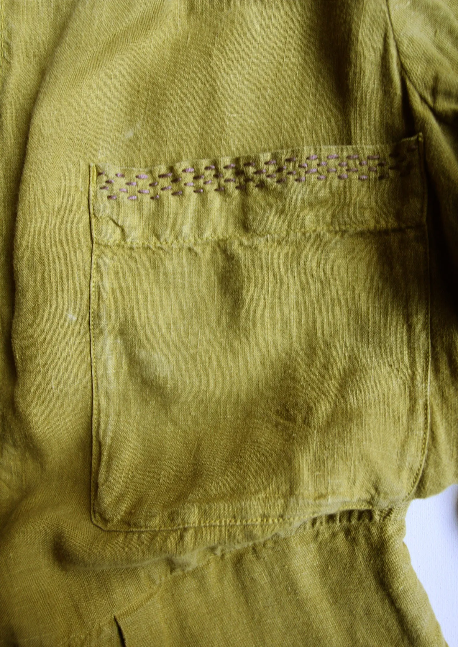 Renewed Garment Dyed Linen Jumpsuit Size XS | Citrus Green